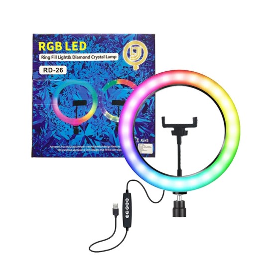 Ringlight Luminous Double Sided RD-26 10" with Phone Holder Multi Colour